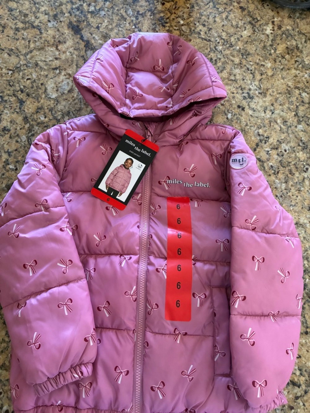 miles the label Pink Puffer Jacket for Kids - Size 6